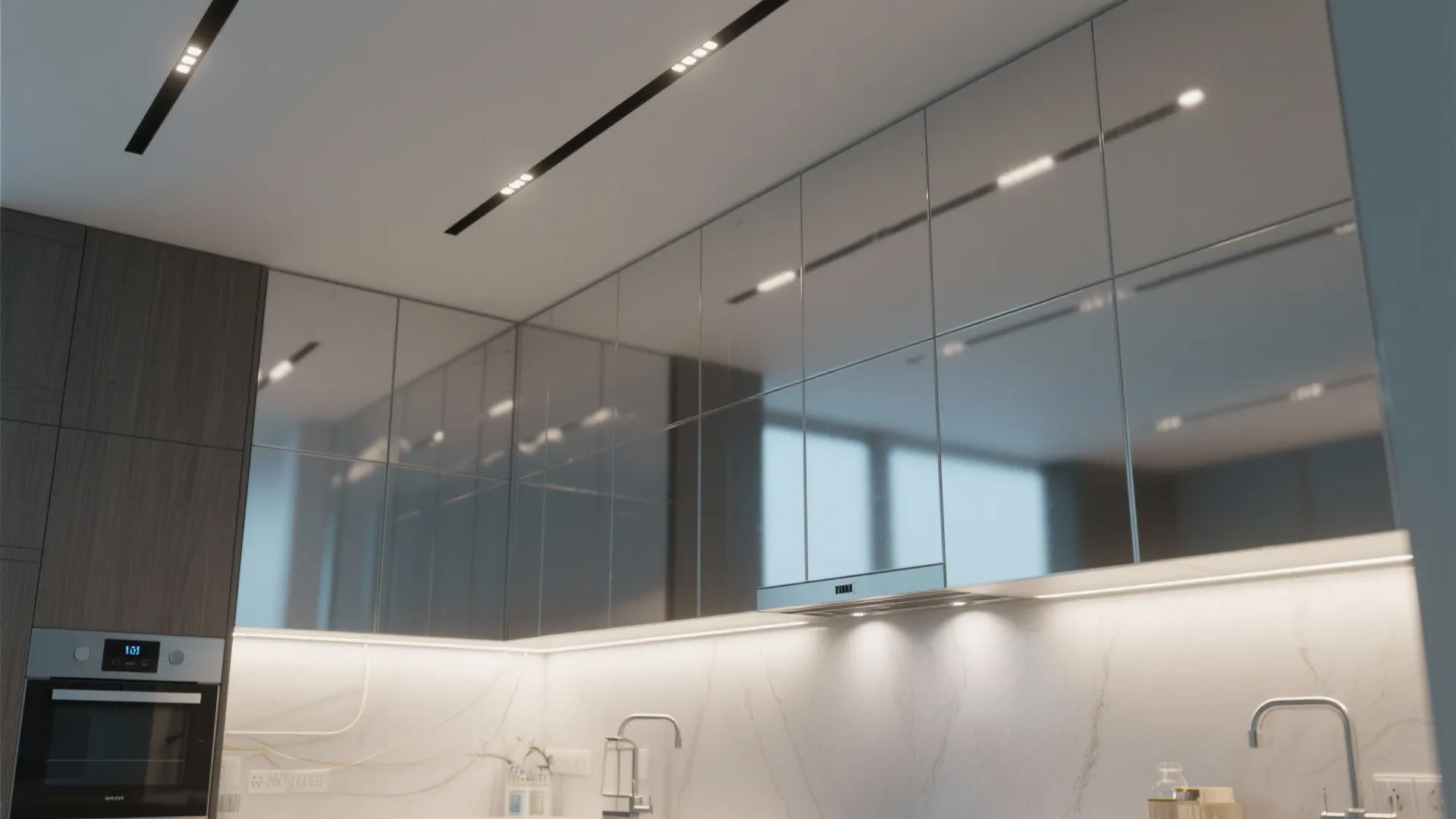 5. Integrate cabinetry or mirrored panels into the soffit