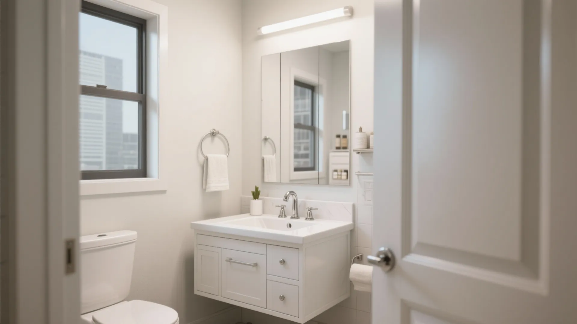 4. Classic Vanity with Mirrored Storage