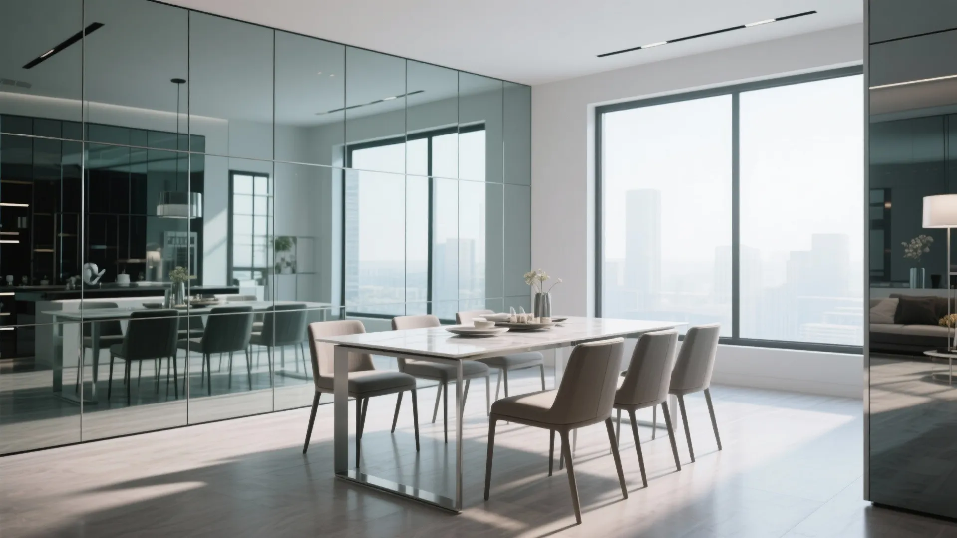 3. Mirrored Wall Panels