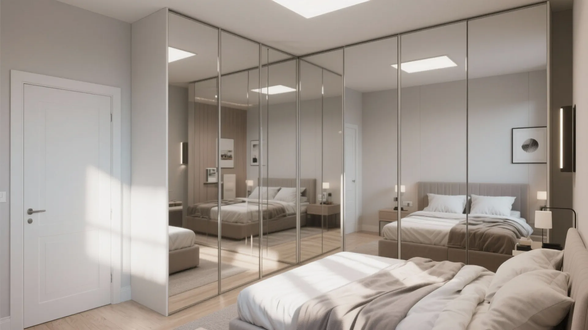 Mirrored wardrobe panels