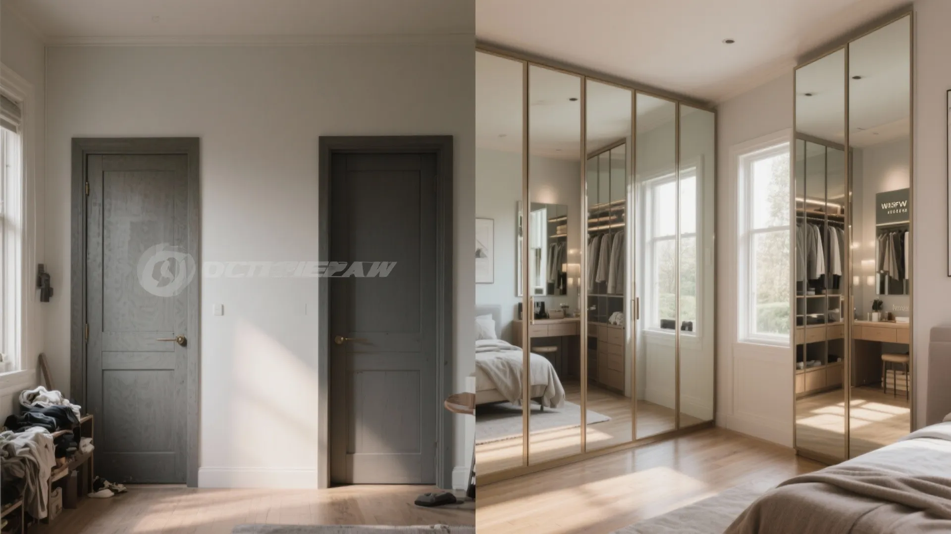 4. Mirrored wardrobe doors for space expansion