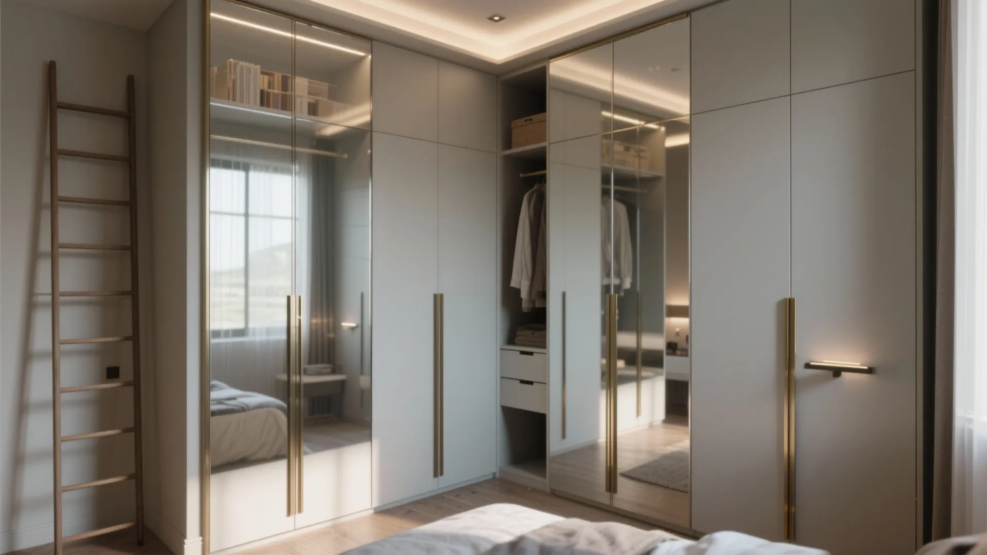 1. Floor-to-ceiling fitted wardrobes with mirrored fronts