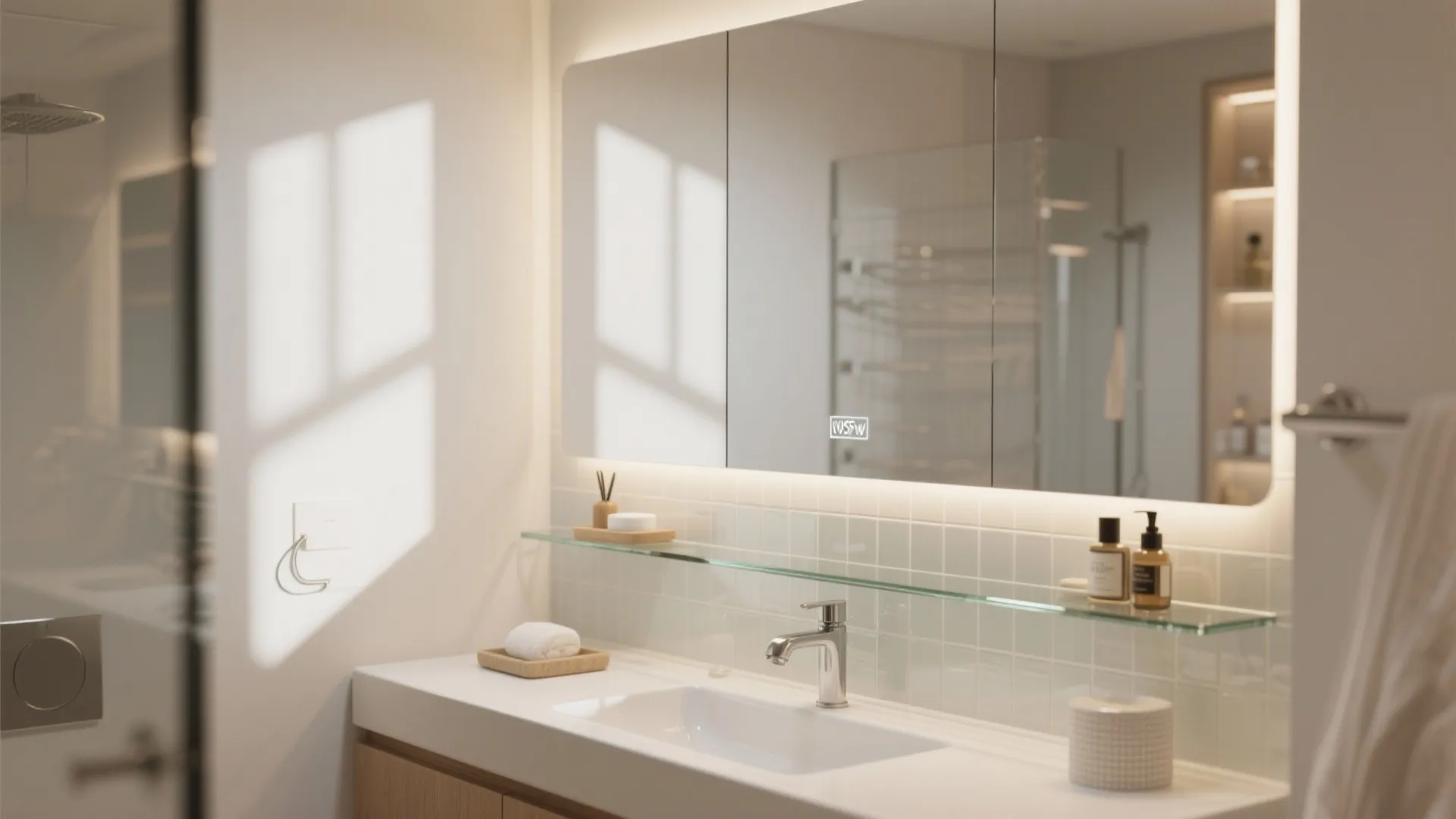 Mirrors and glass to widen the space