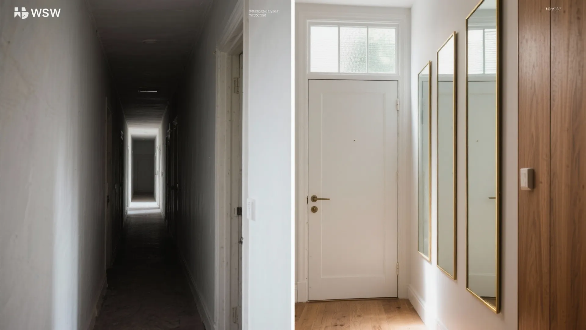 2) Mirror paneling and glass accents to visually expand space