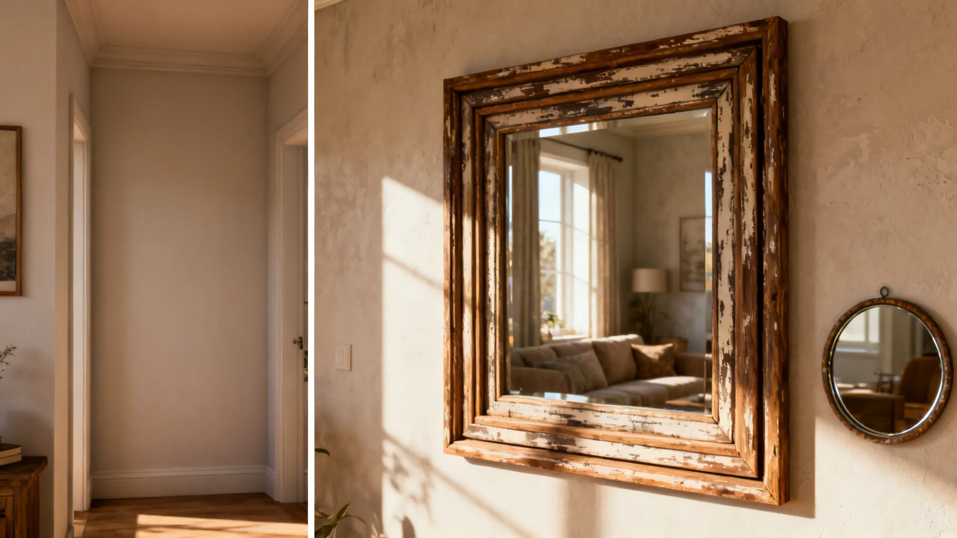 5. Layered Mirrors and Rustic Frames