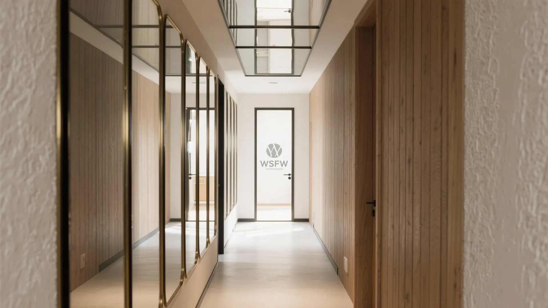 2) Mirror paneling and glass accents to visually expand space