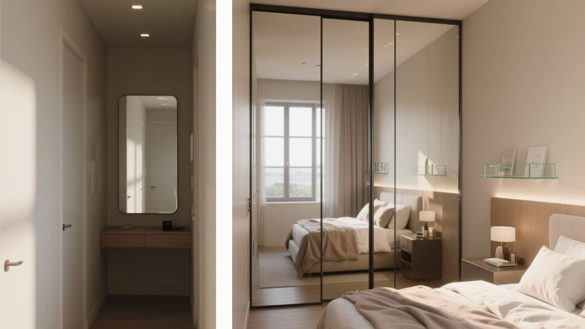 Mirrors and glass for visual depth