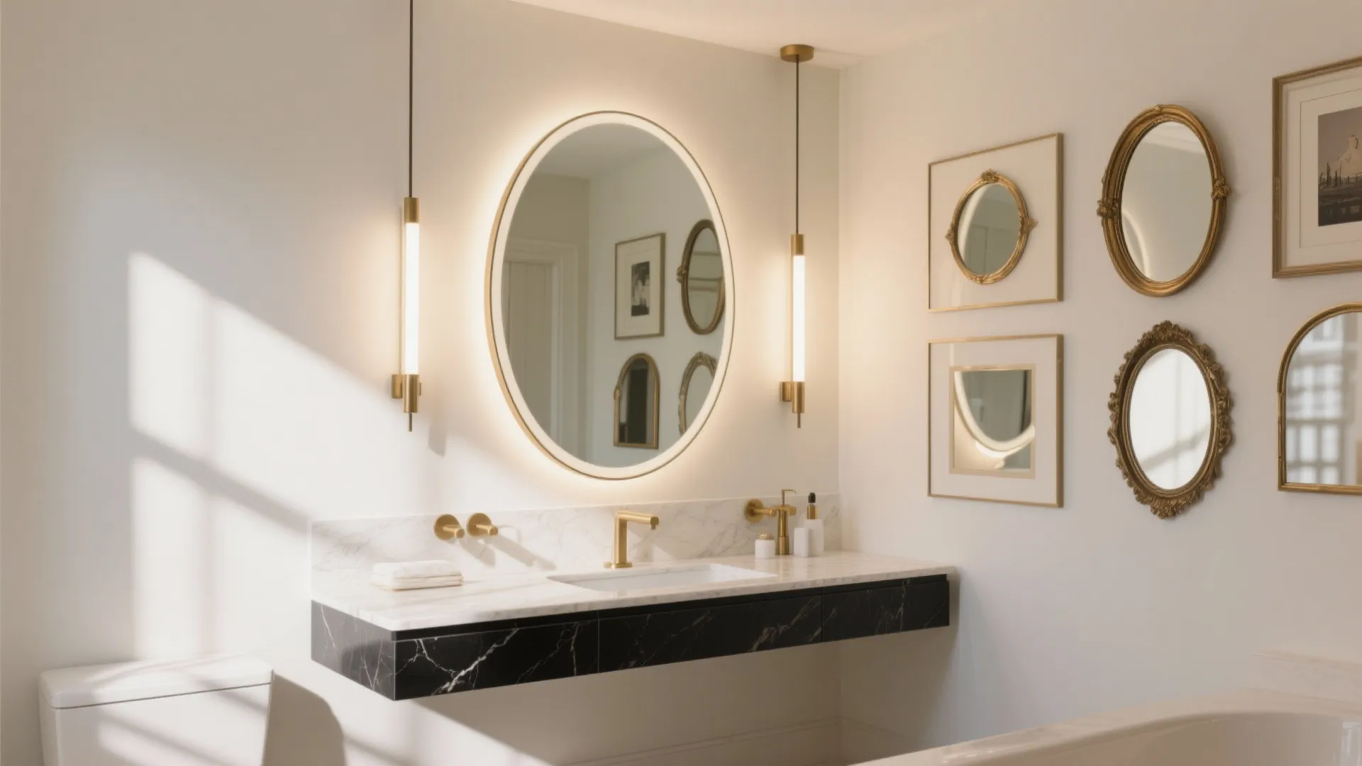 Mirrors as Art: Oversized, Backlit, or a Curated Gallery