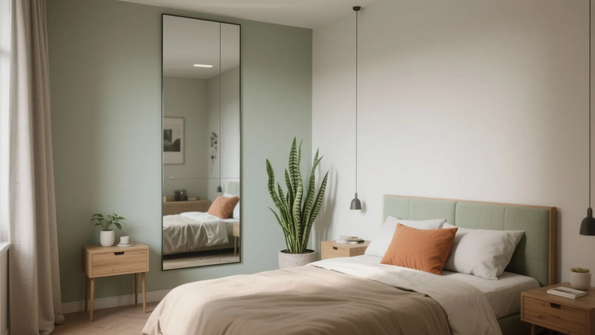 5. Mirrors, vertical greenery and scaled furniture