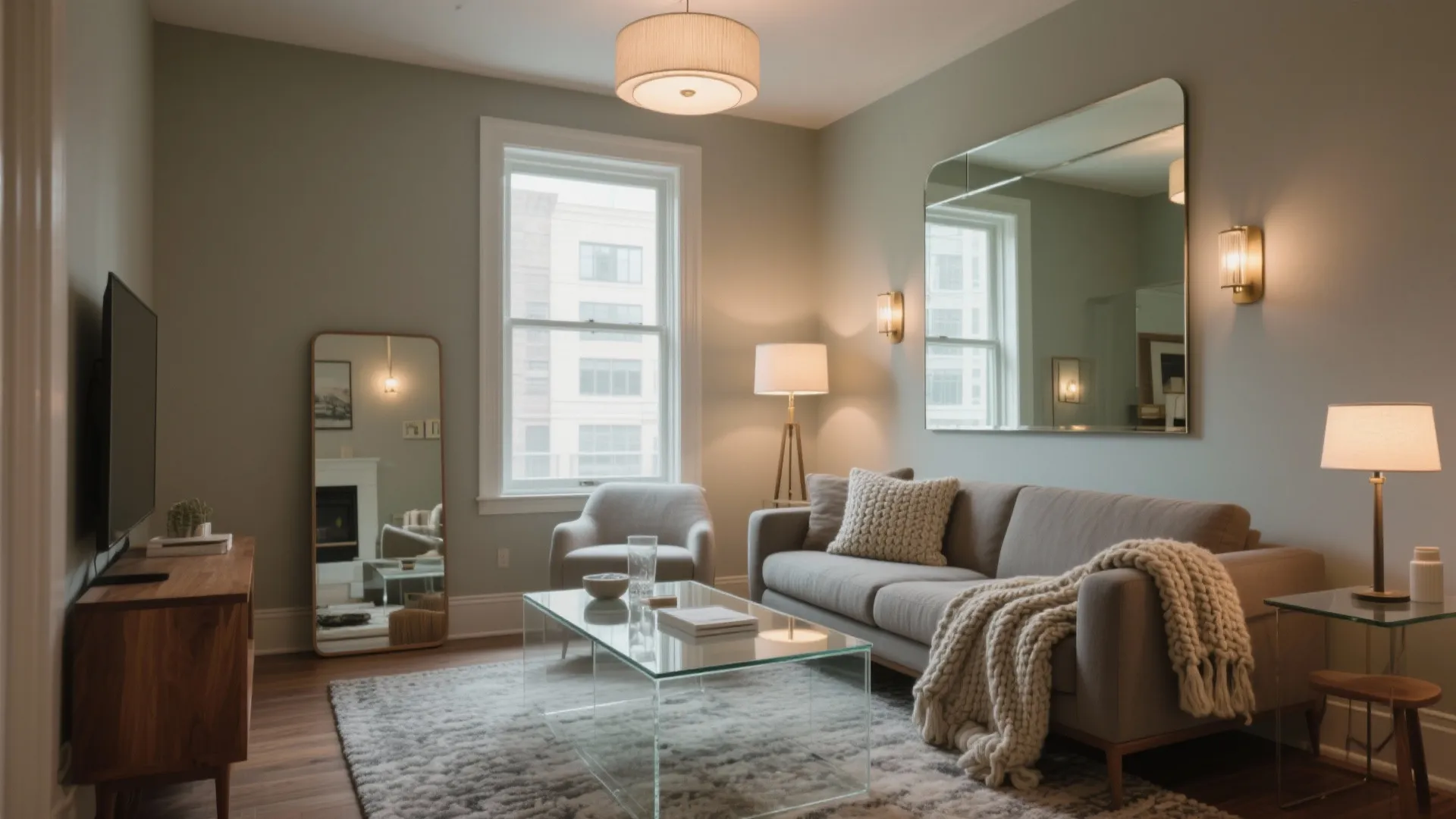 4) Mirrors, glass, and layered lighting are your superpowers