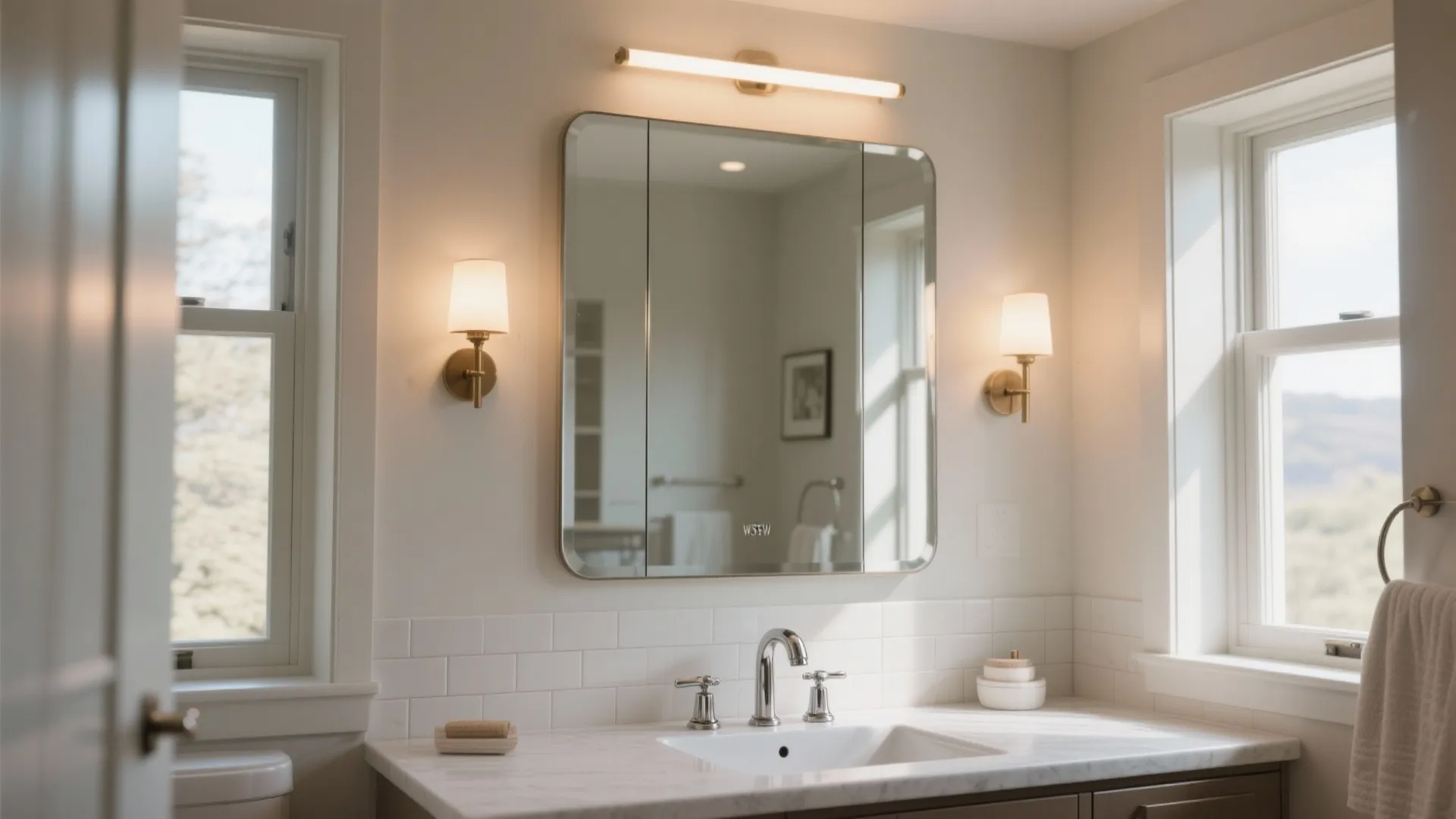 1. Use mirrors and layered lighting to open the space