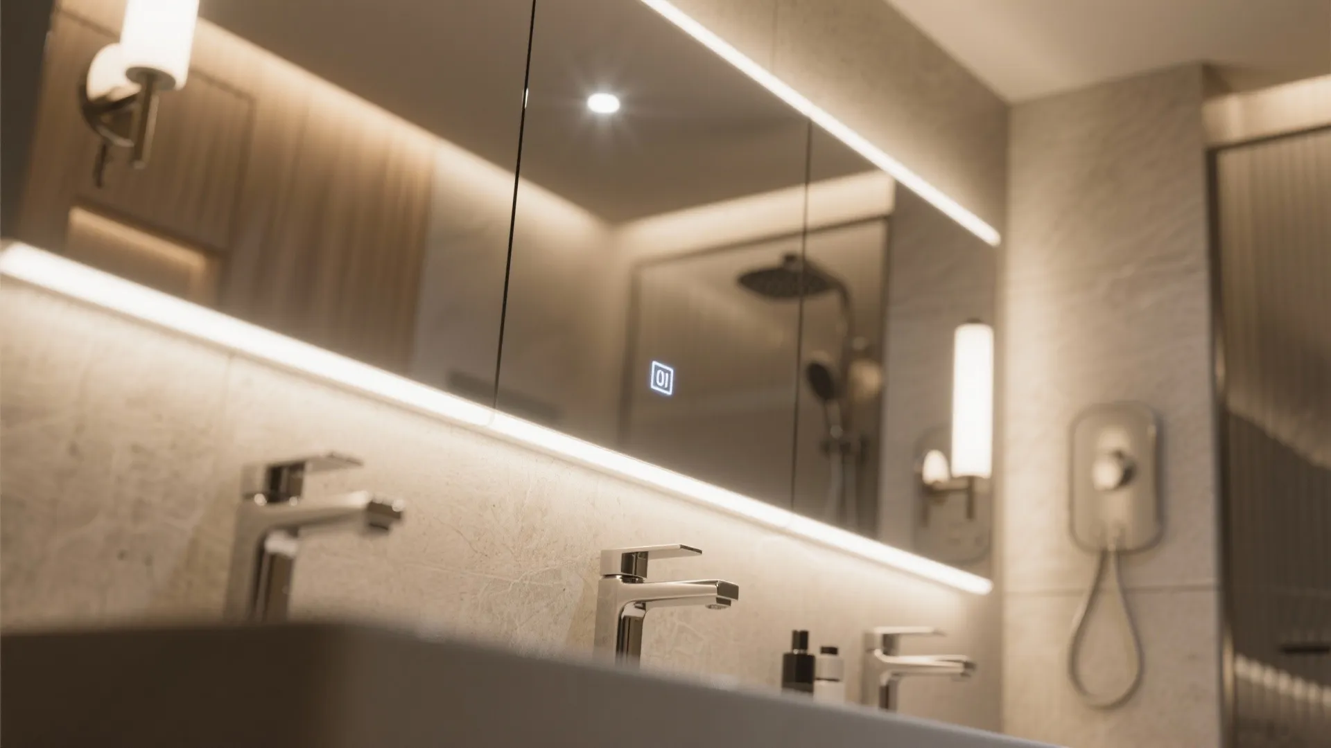 4. Mirrors, layered lighting, and reflective finishes