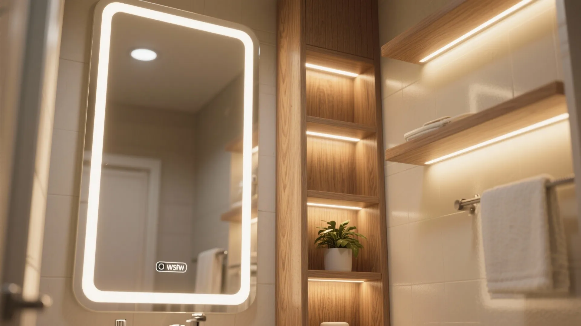 5. Mirrors, vertical storage and layered lighting