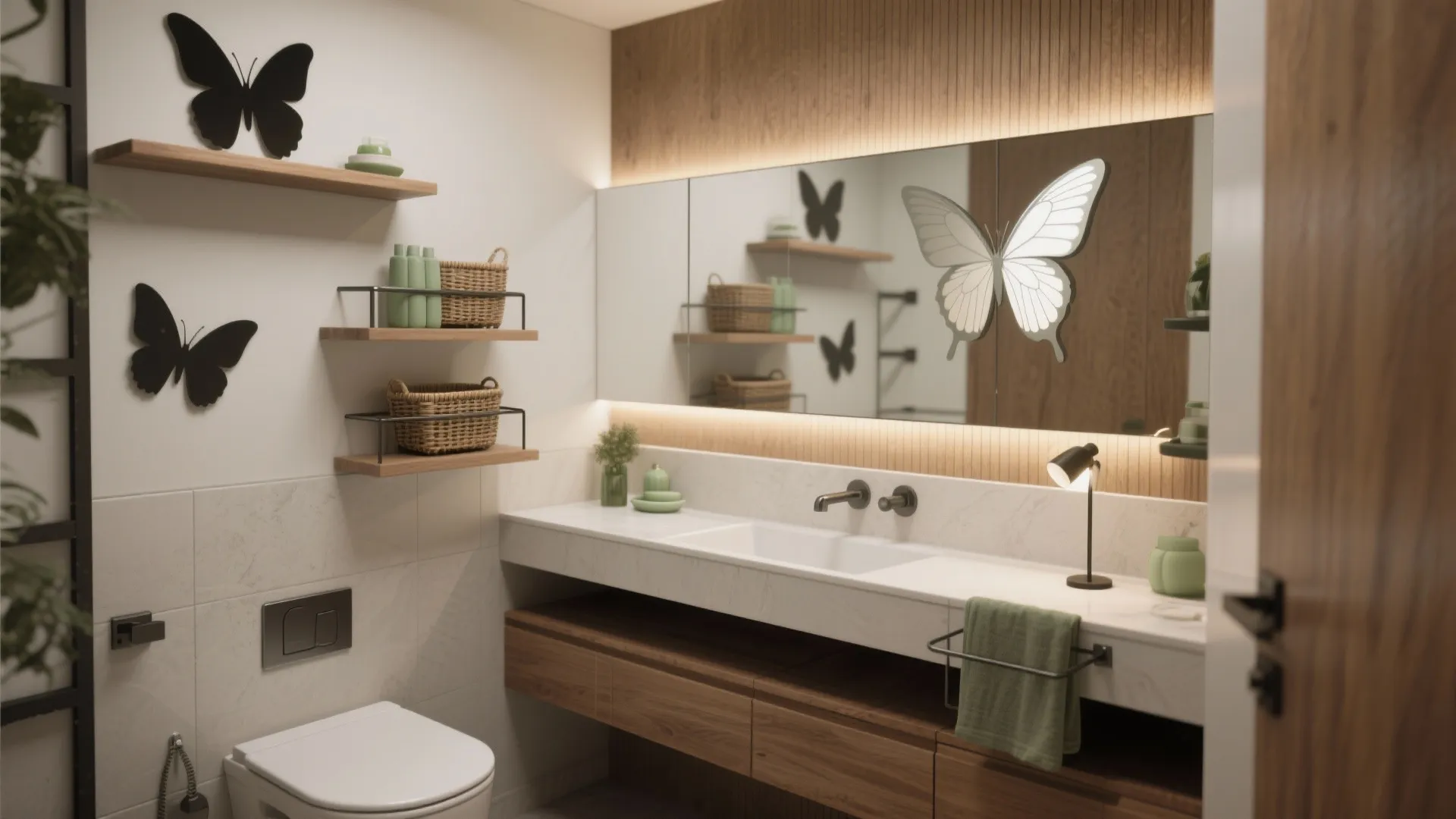 4. Functional butterfly shapes — mirrors and shelving