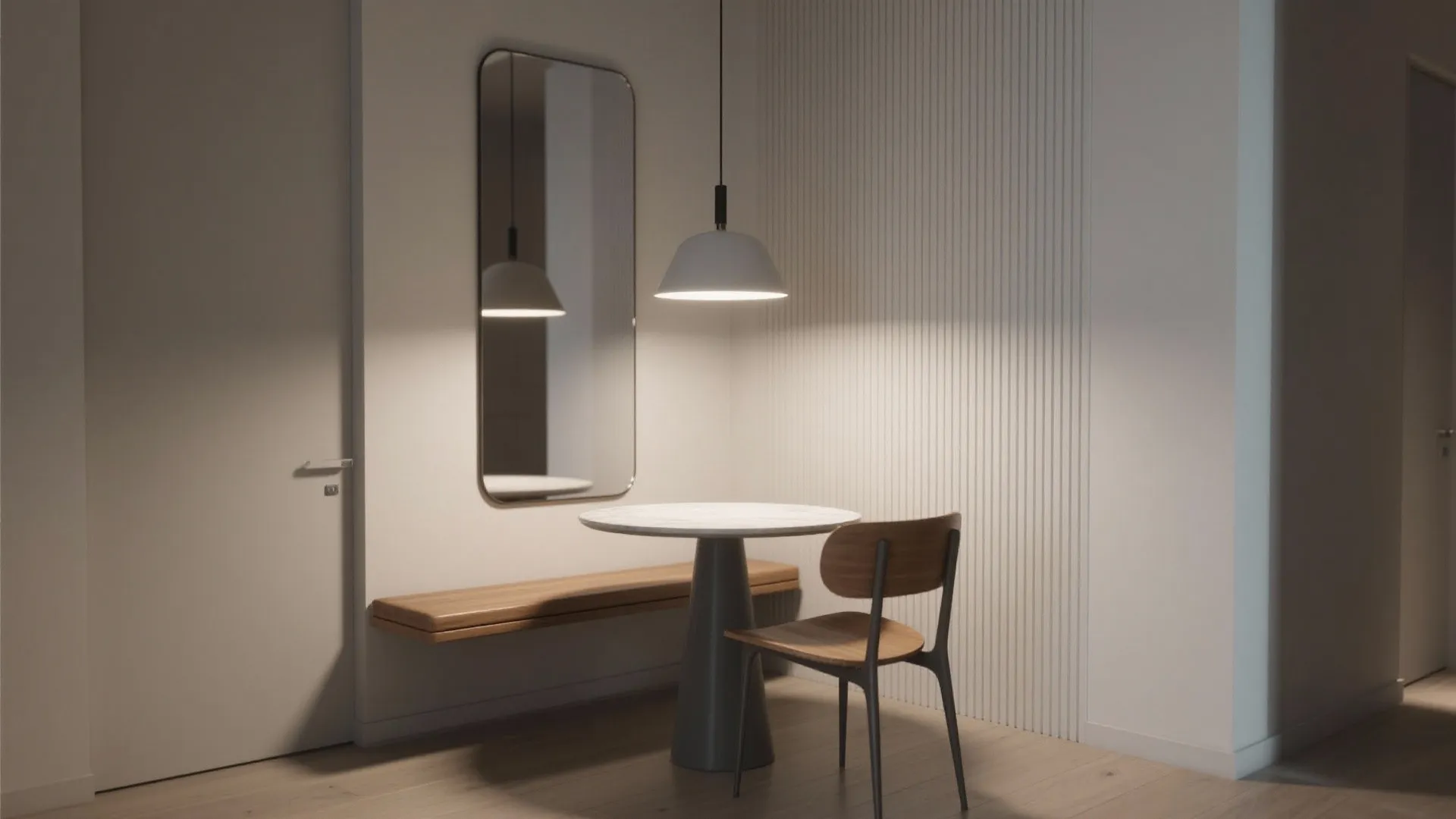 3. Use mirrors, light, and vertical lines to expand the room