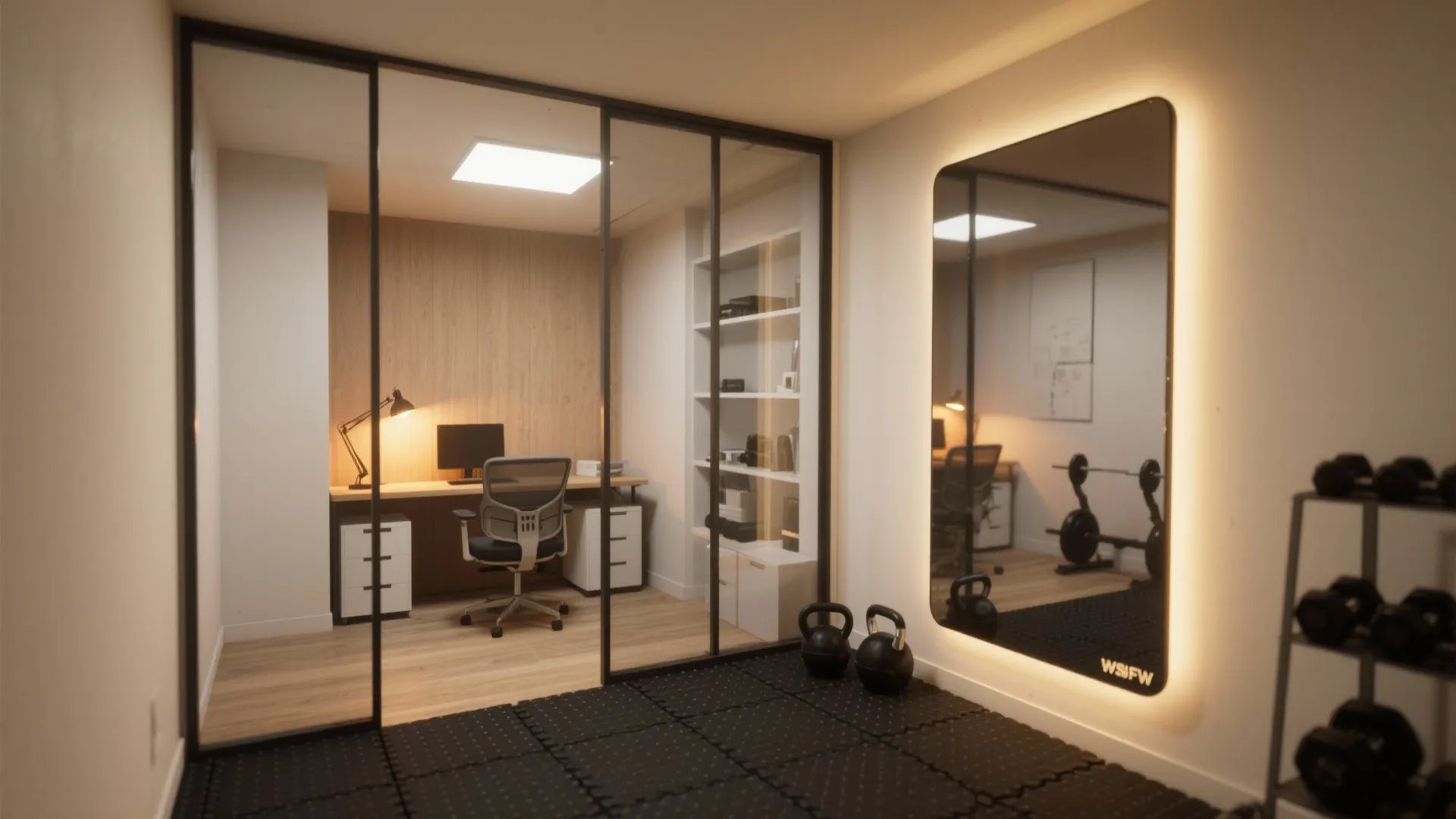 Mirrors, Flooring, and Lighting to Define Zones