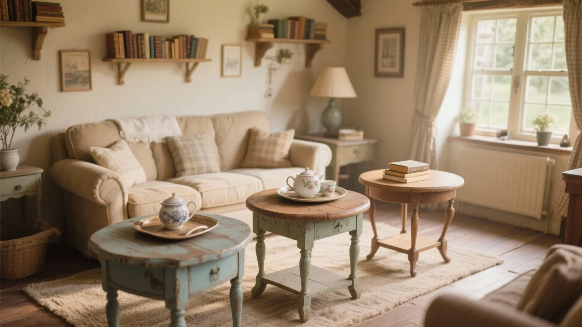 5. Mismatched Vintage Tables