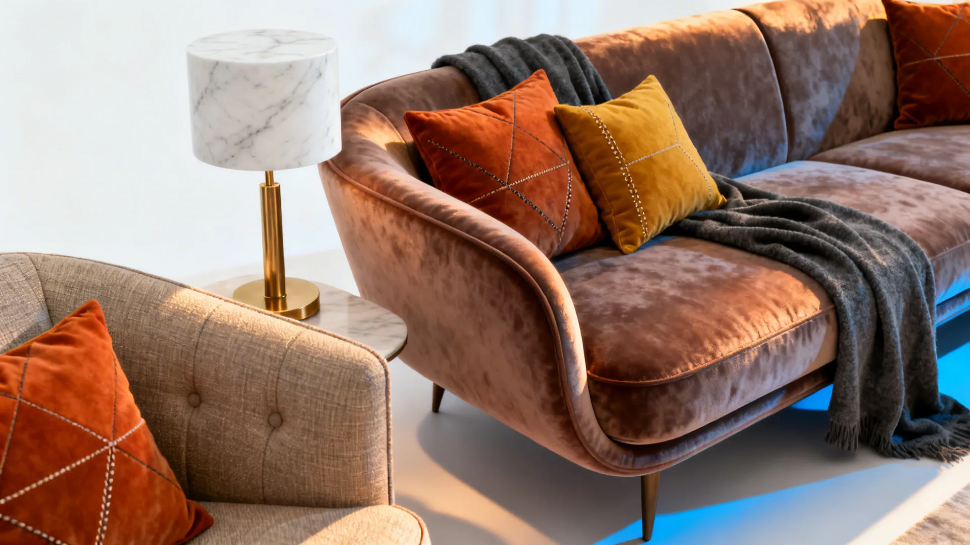 5. Mix-and-Match Styling: Contrasting Sofa and Loveseat