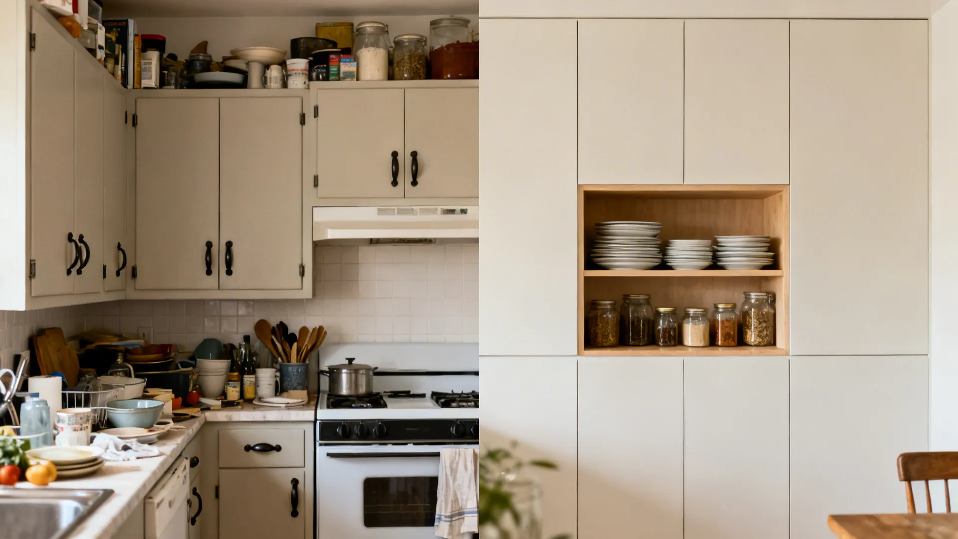 Mix of Open Shelves and Hidden Storage