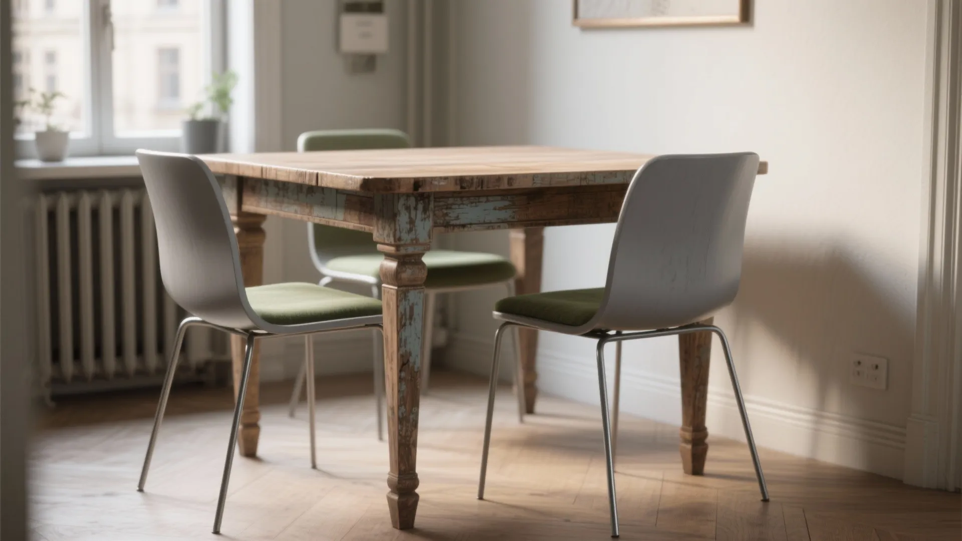 1. Mix Eras: Antique Top, Modern Seats