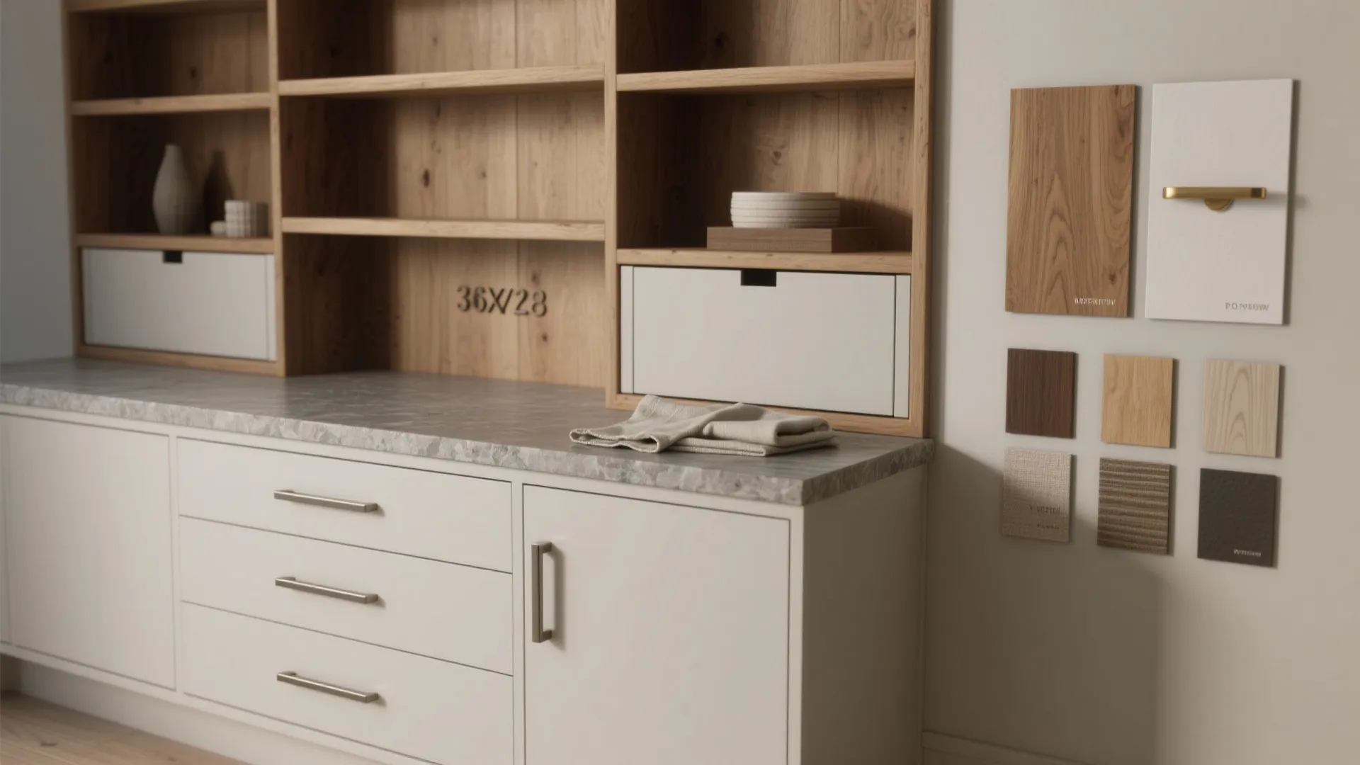 5. Mix Materials: Open Shelf Above, Closed Below