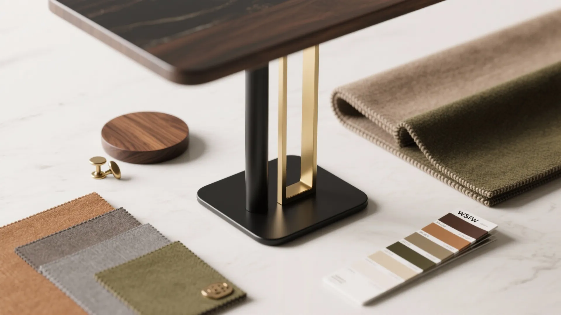 3. Mix materials: slim brass or black bases with a compact wooden top