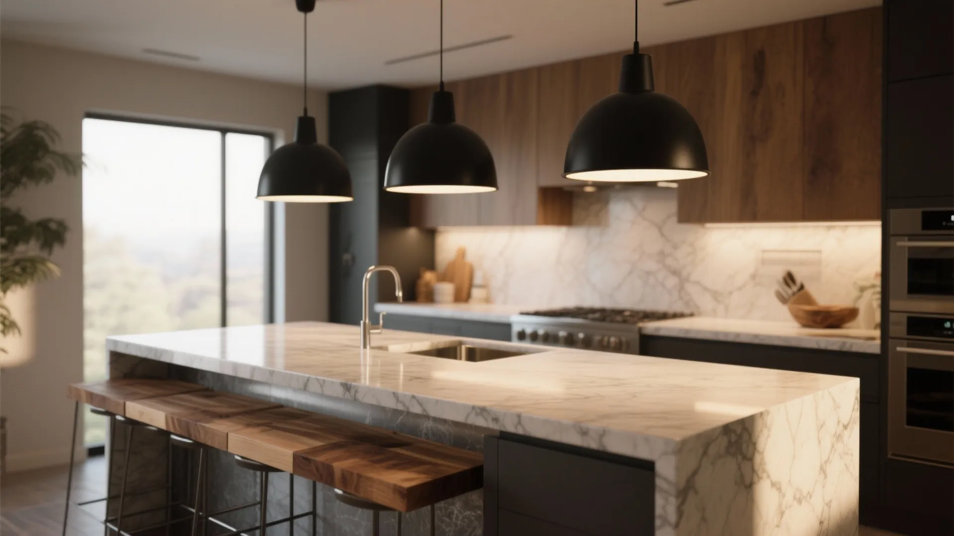 Statement lighting and mixed materials