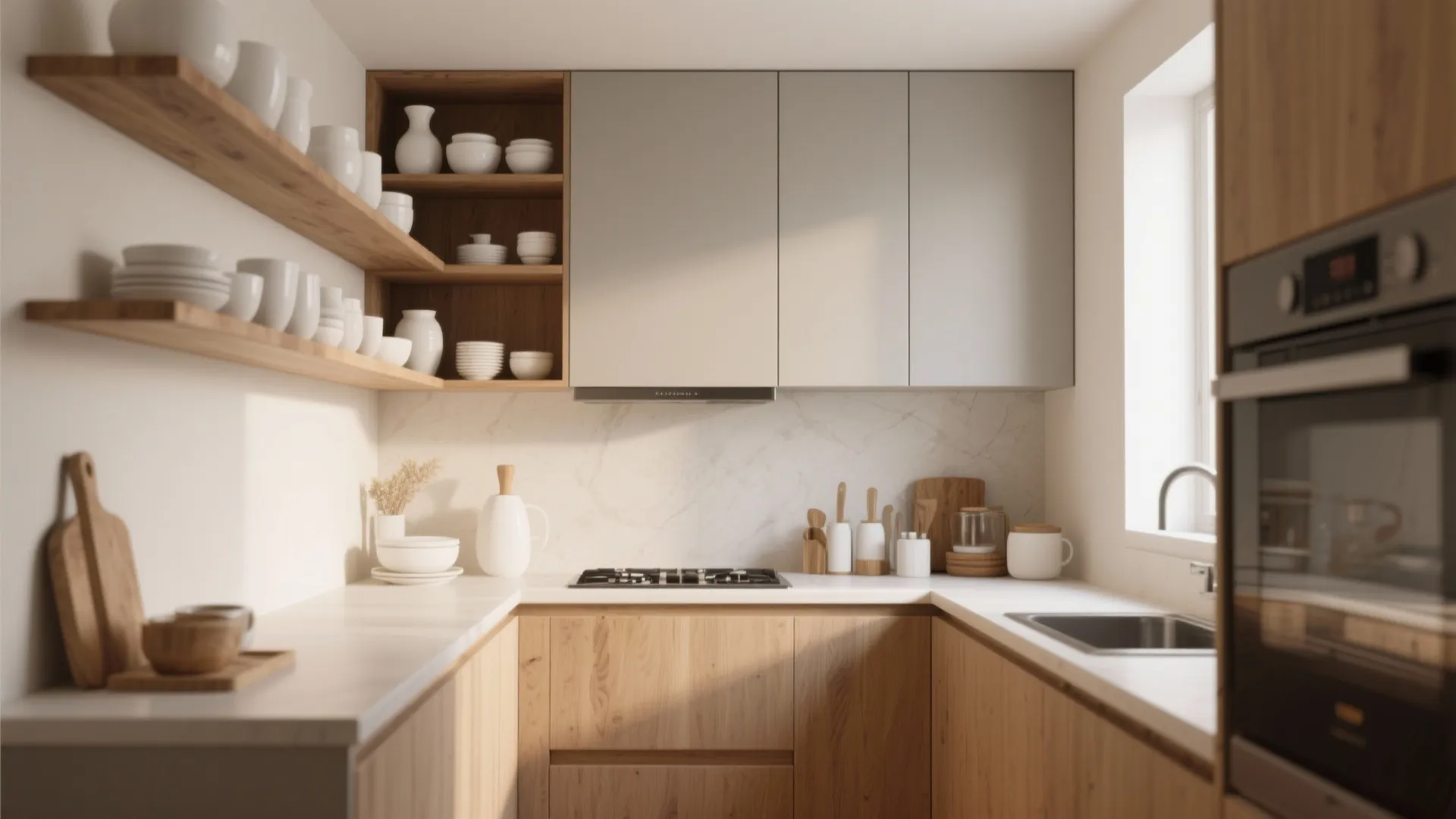 1. Mix Open Shelves with Closed Cabinets