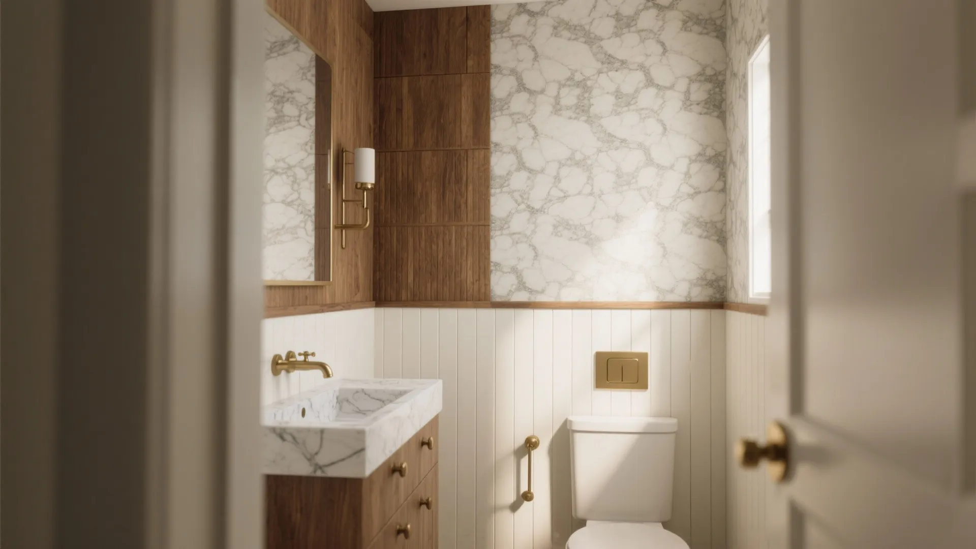 5. Mixed-Material Accent Wall to Define Zones