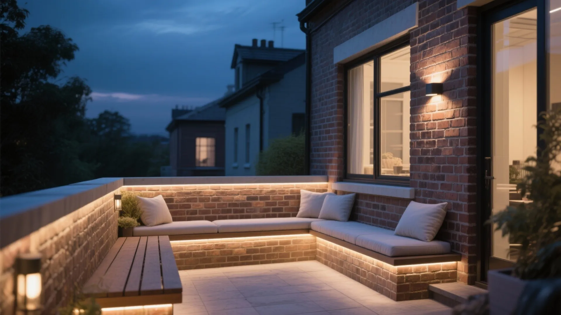 Mixed Brick Tones with Accent Lighting