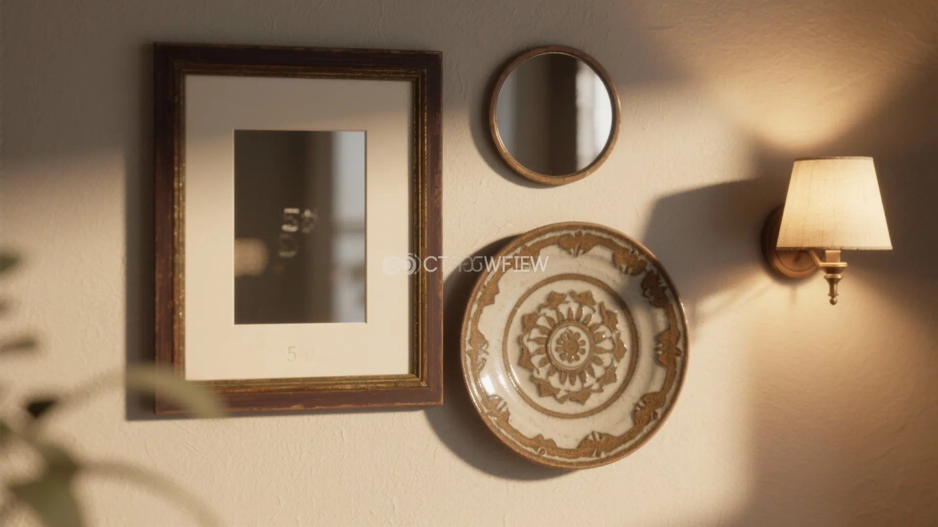 3. Mixed-media cluster with a mirror or ceramic plate