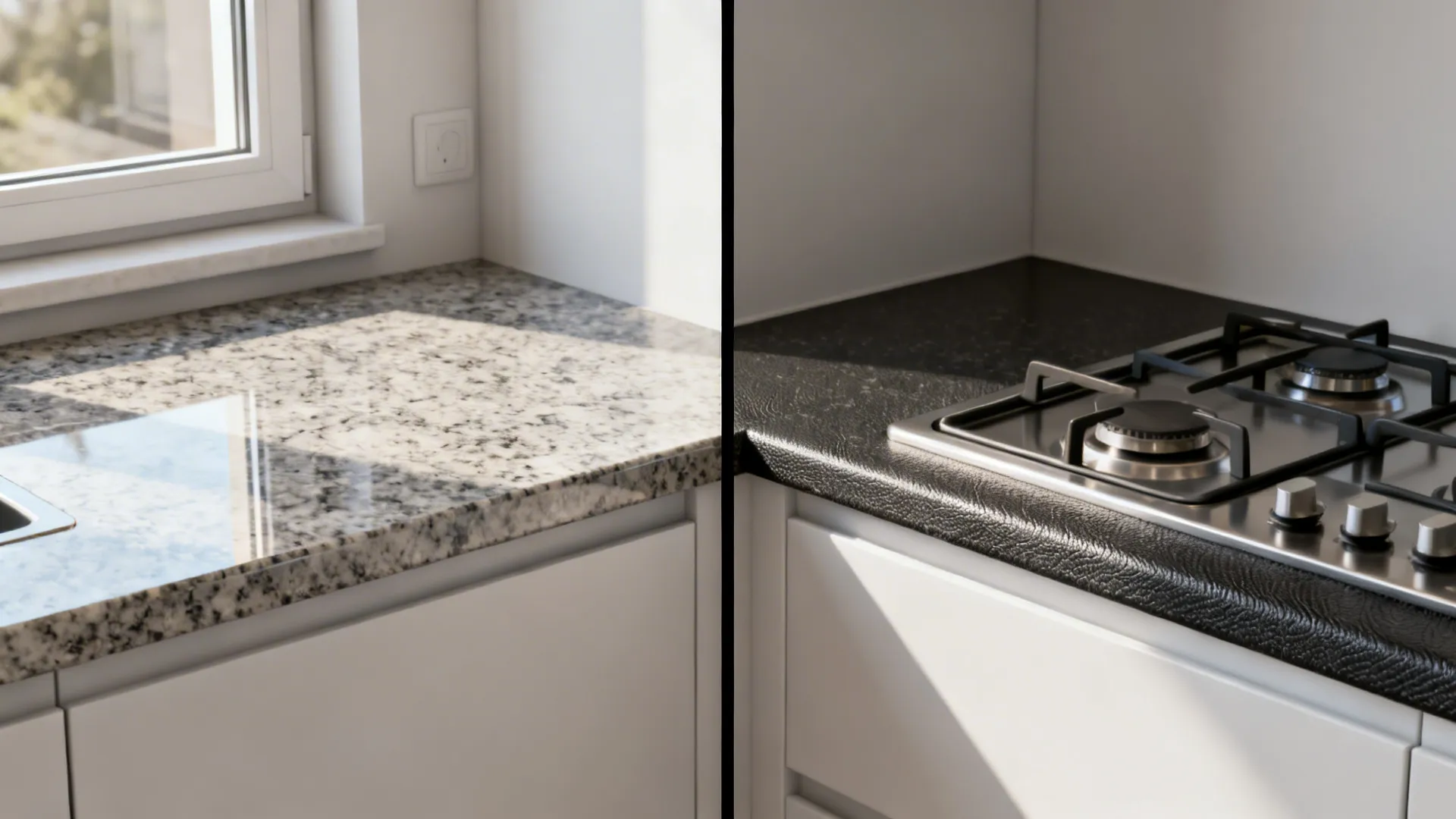 Mixed-Finish Granite: Polished Prep, Leathered Cook Zone