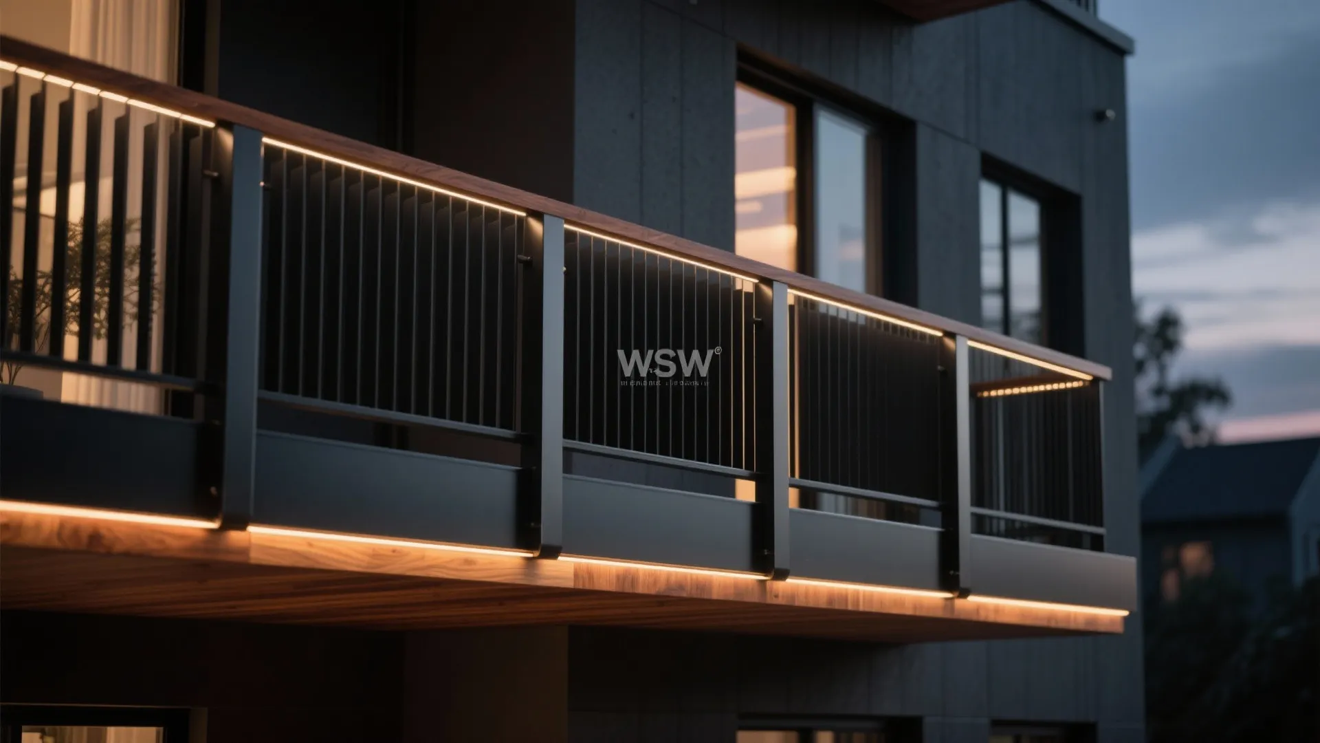 5) Mixed finishes + discreet lighting: night-time drama