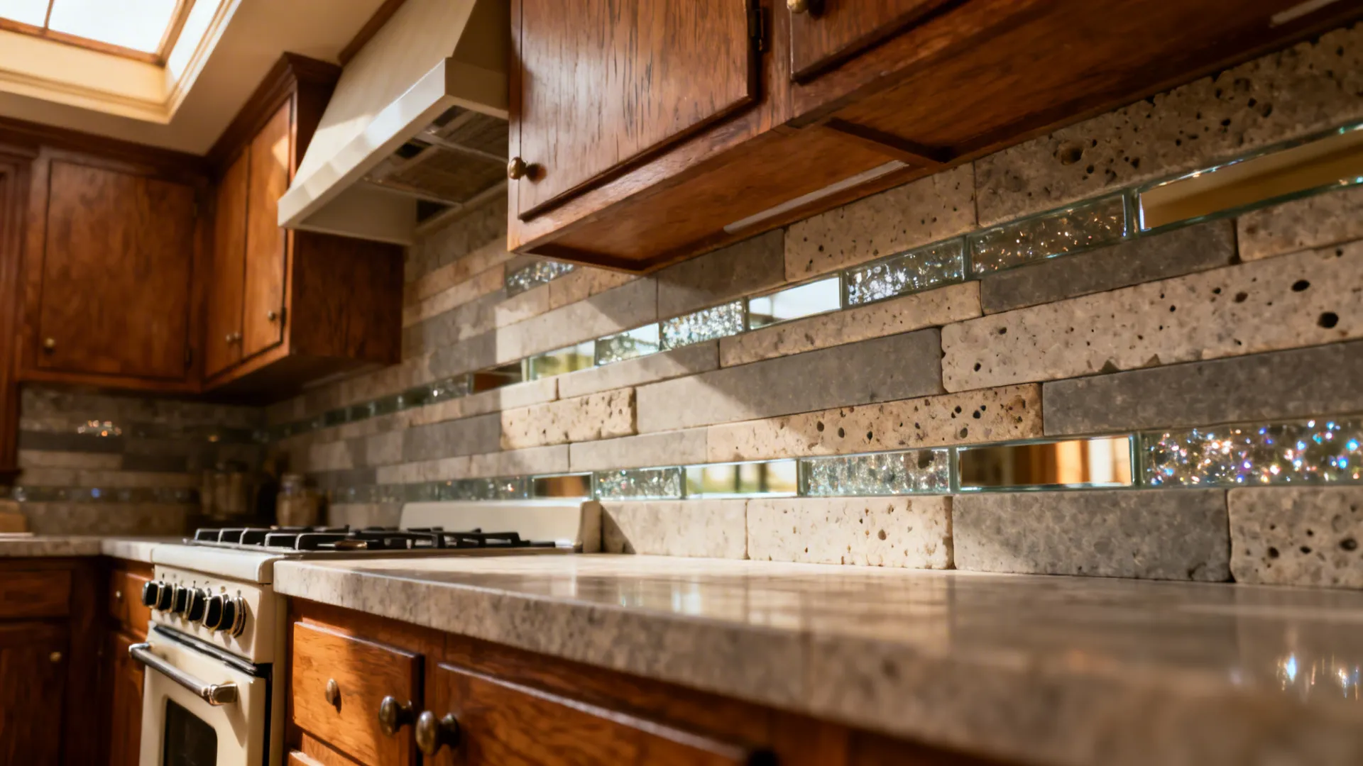 5) Mixed Glass and Stone for Depth and Warmth