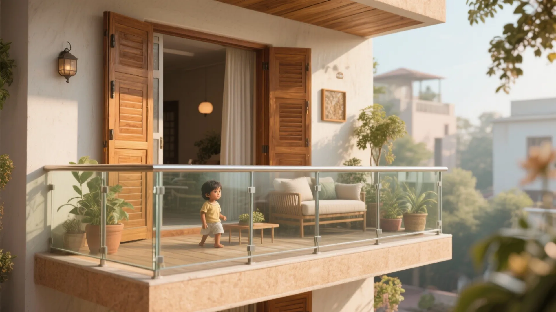 Combination of Fixed Glass & Folding Doors