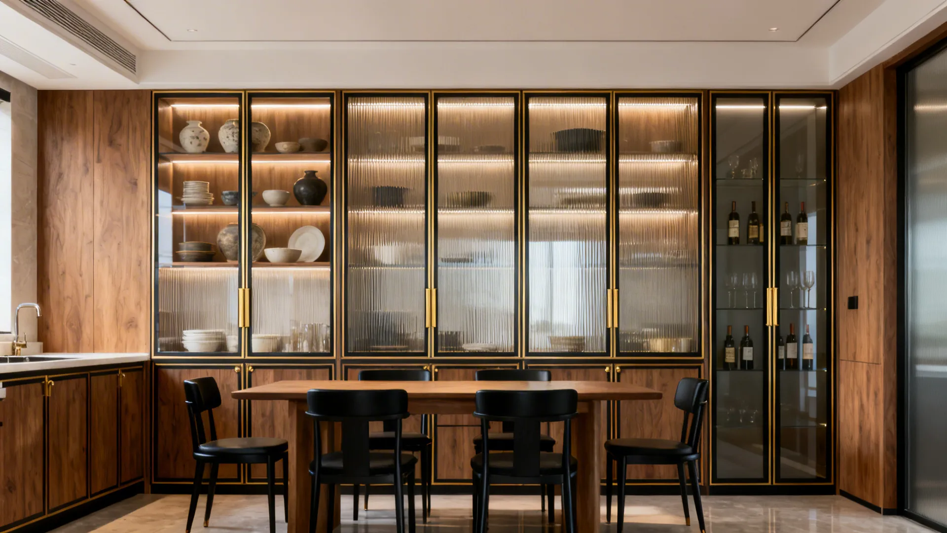 2) Mixed Transparency: Clear, Reeded, and Smoked Glass for Zones