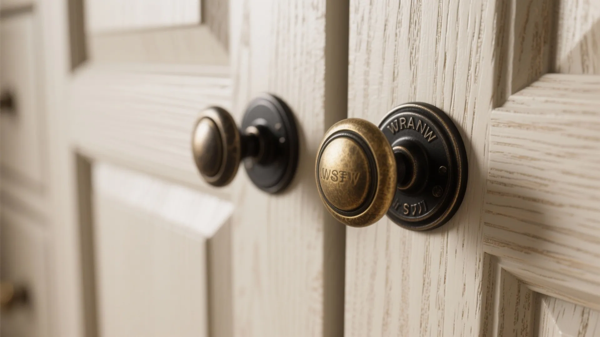 5. Mixed hardware: matte black and aged brass