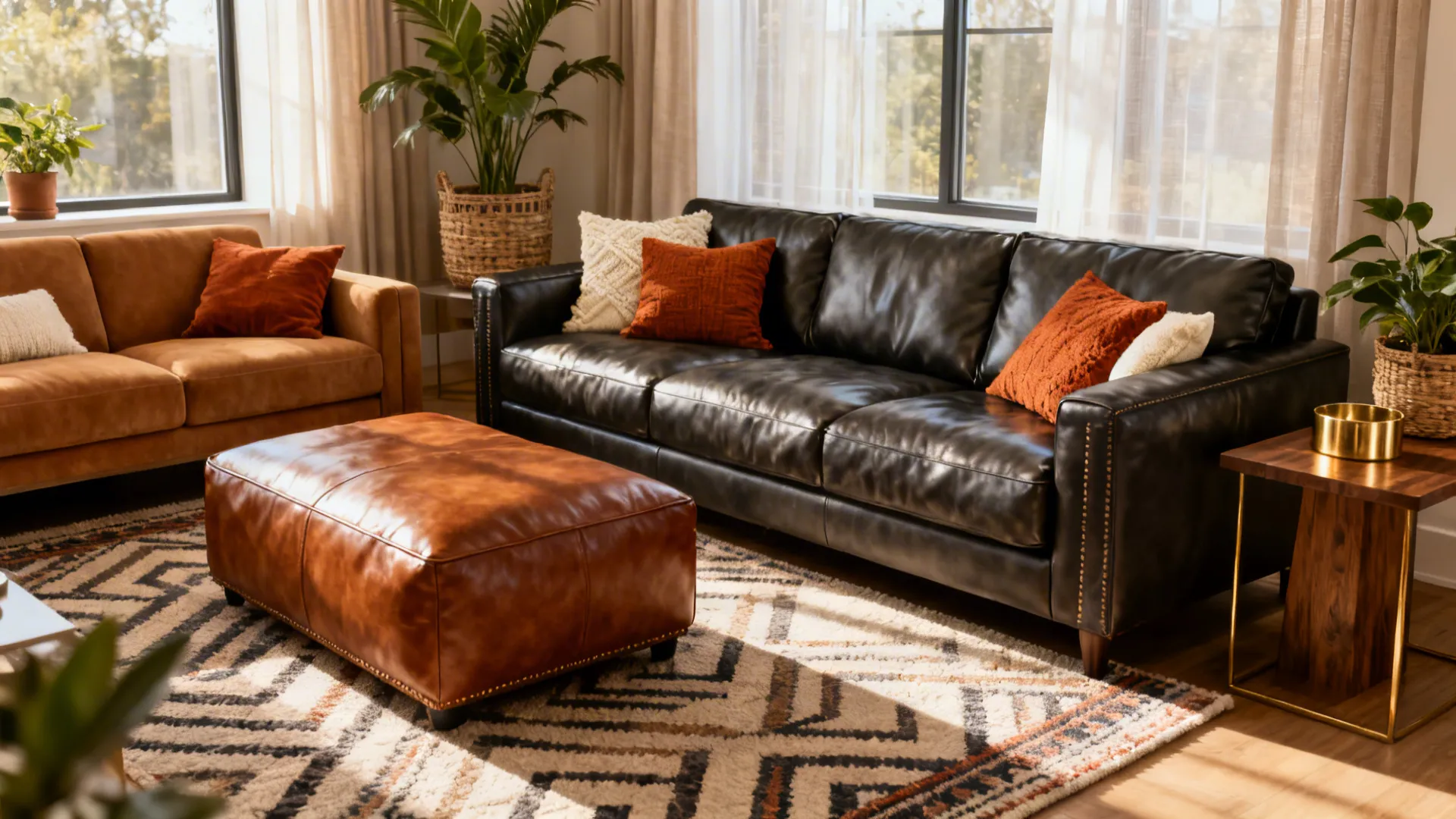 Mixing Leather Colors: 5 Living Room Ideas