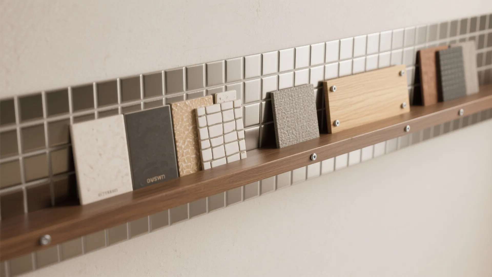 5. Mixed-material band: metal, tile and wood accents