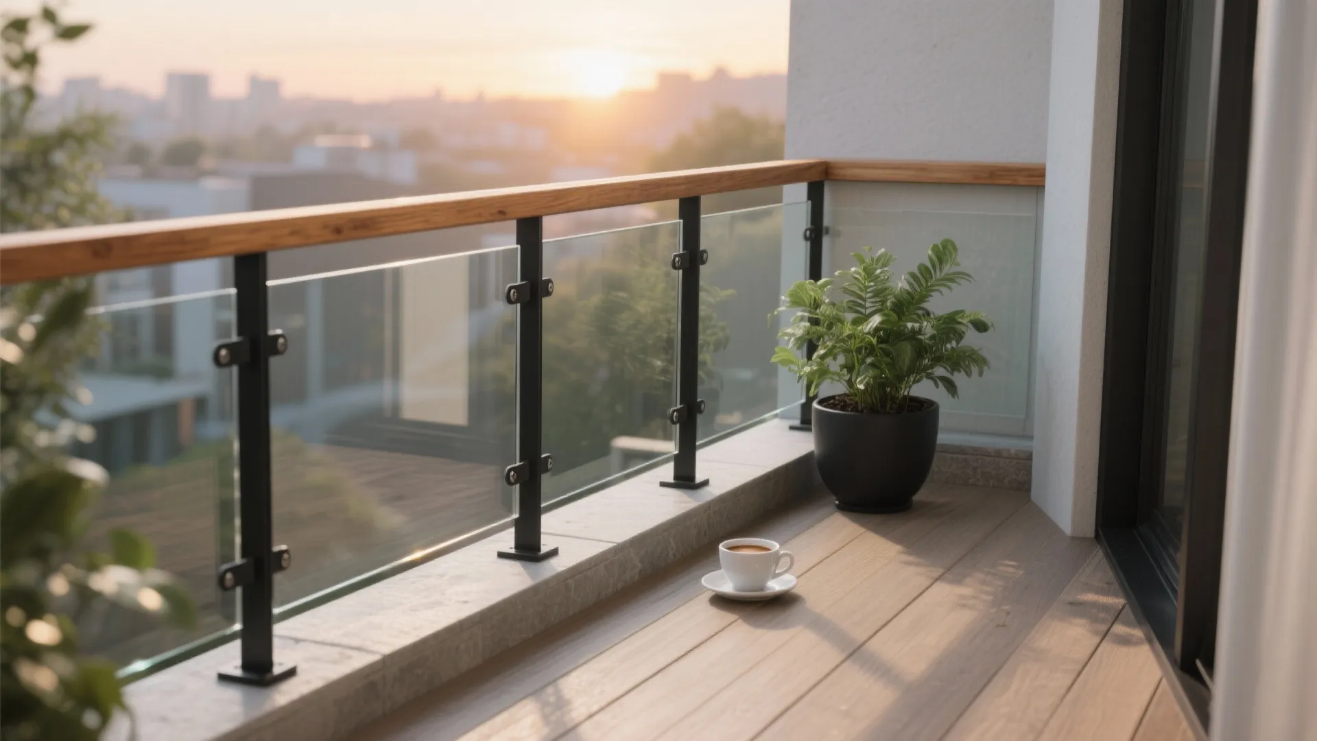 Mixed Materials: Glass with Wood or Metal Accents