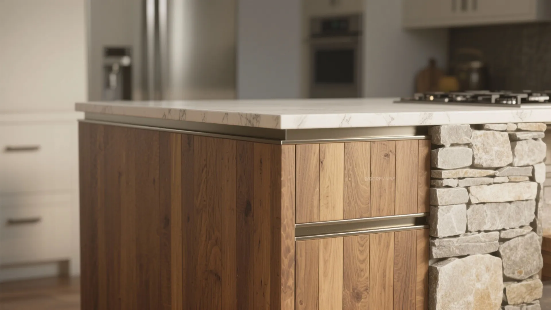 5. Mixed Materials — Wood, Metal, or Stone Accent