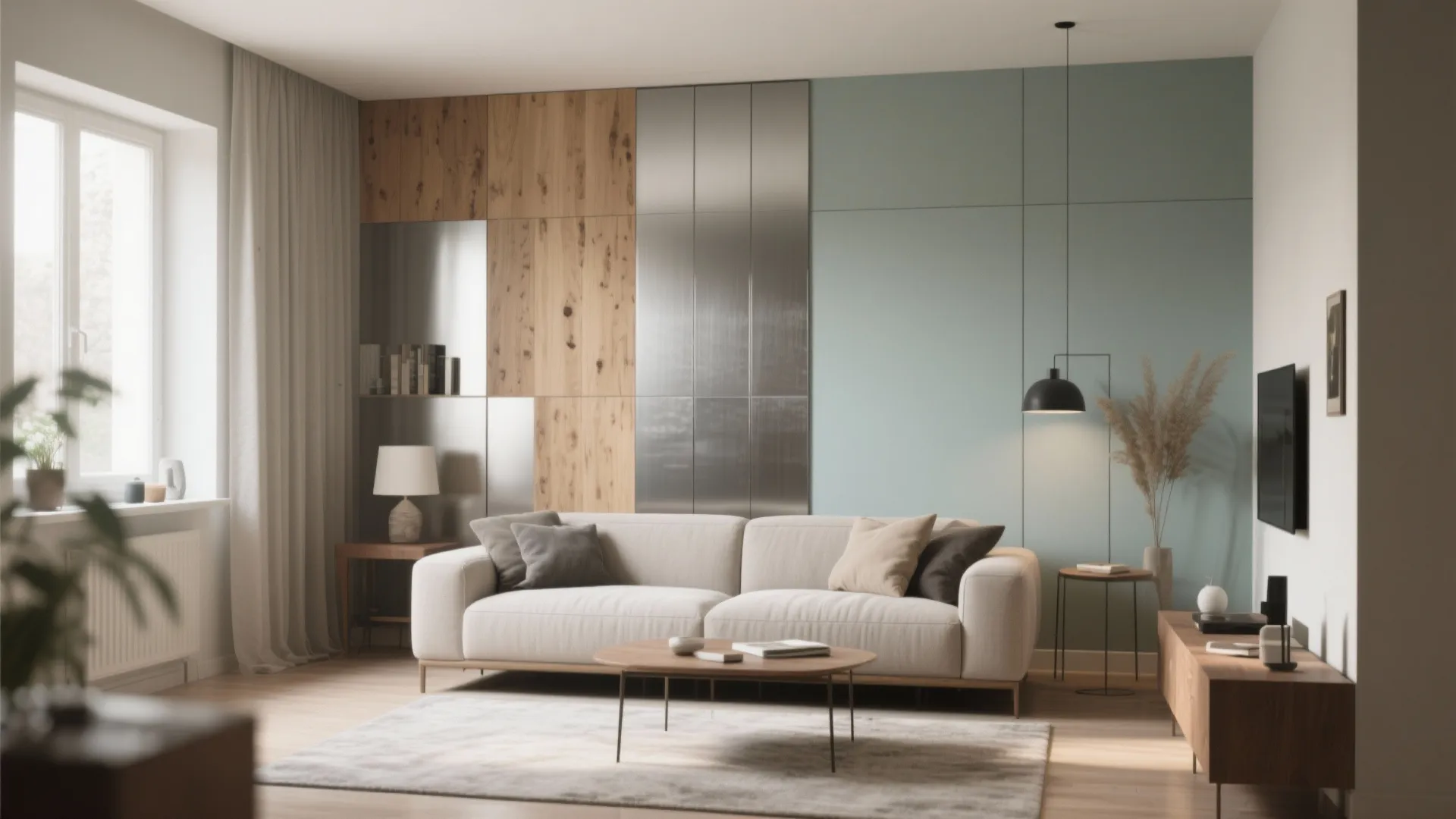 10. Mixed-Material Accent Wall