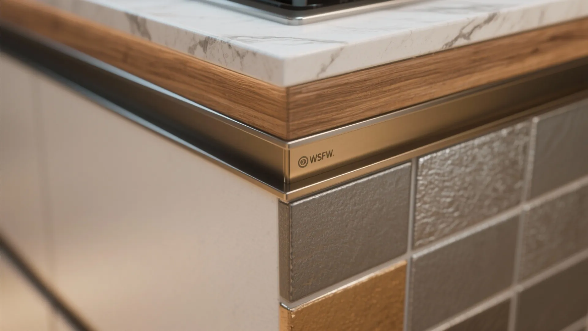 5. Mixed-material banding (wood + tile + metal)