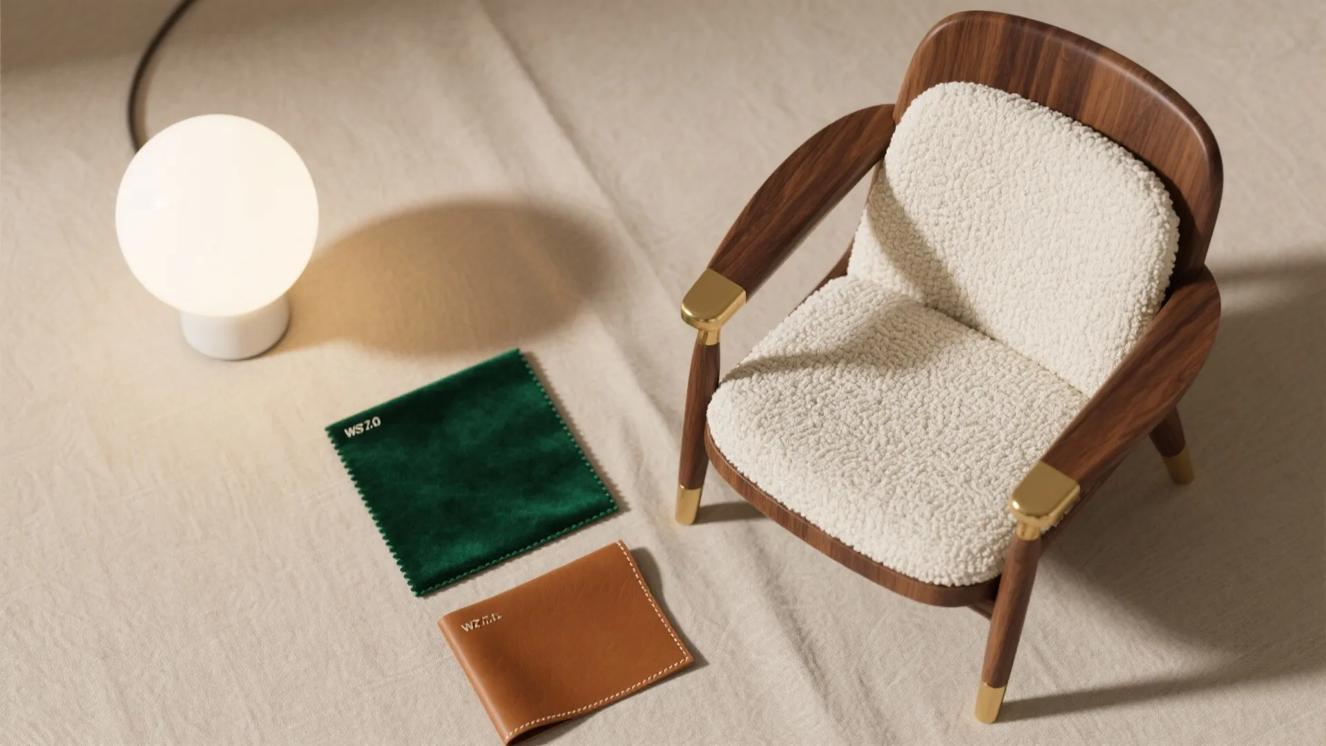 Curved, Mixed-Material Chairs and Layered Lighting