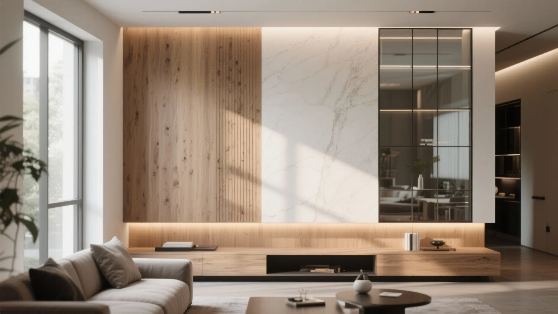 Mixed Material Gypsum Walls