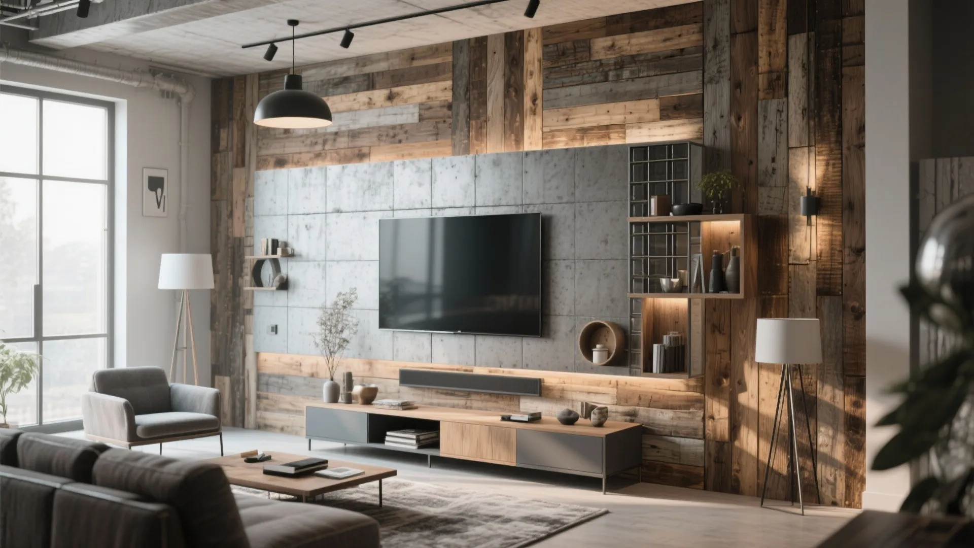 Mixed Material Feature Wall