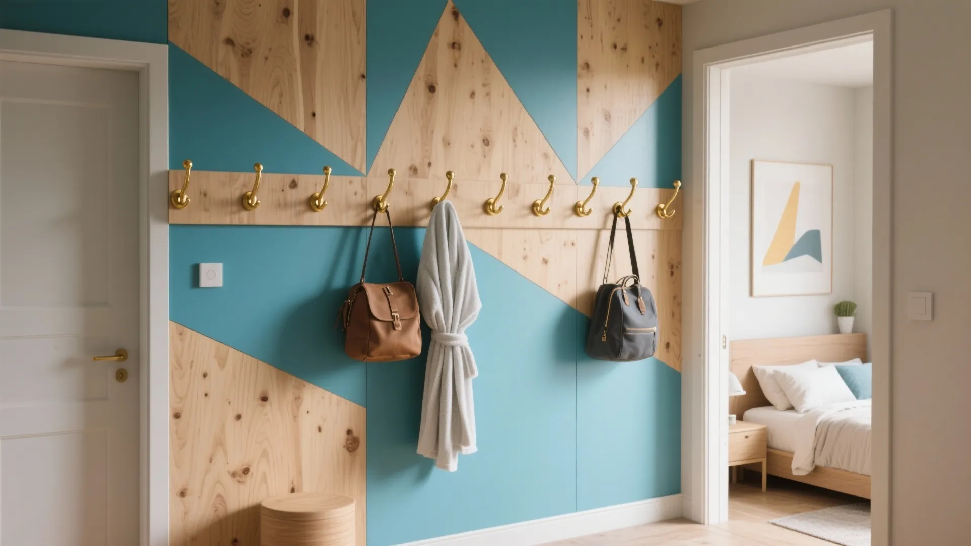 5. Mixed-Material Mural with Functional Hooks