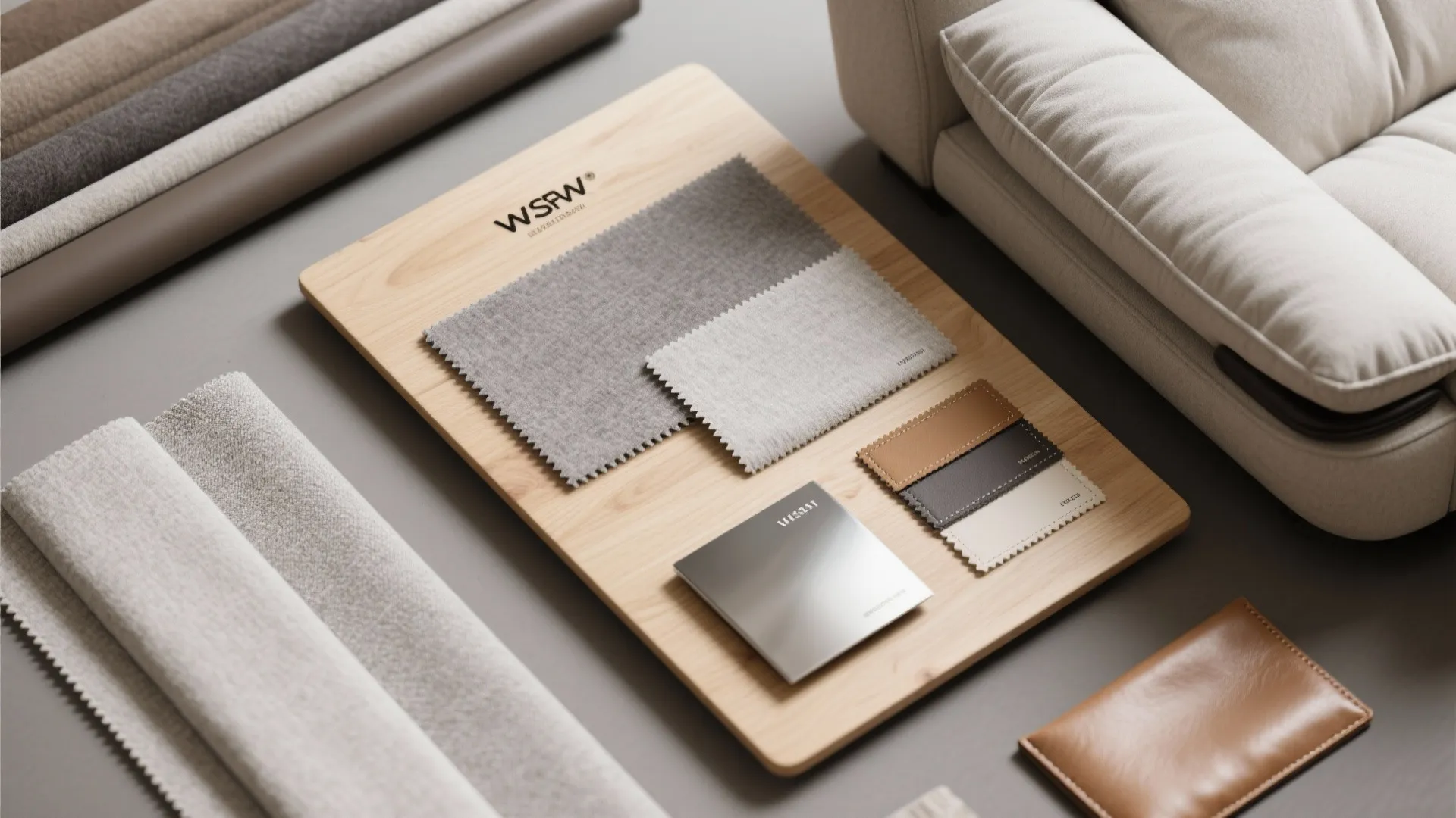 Material samples for a mixed-material recliner design