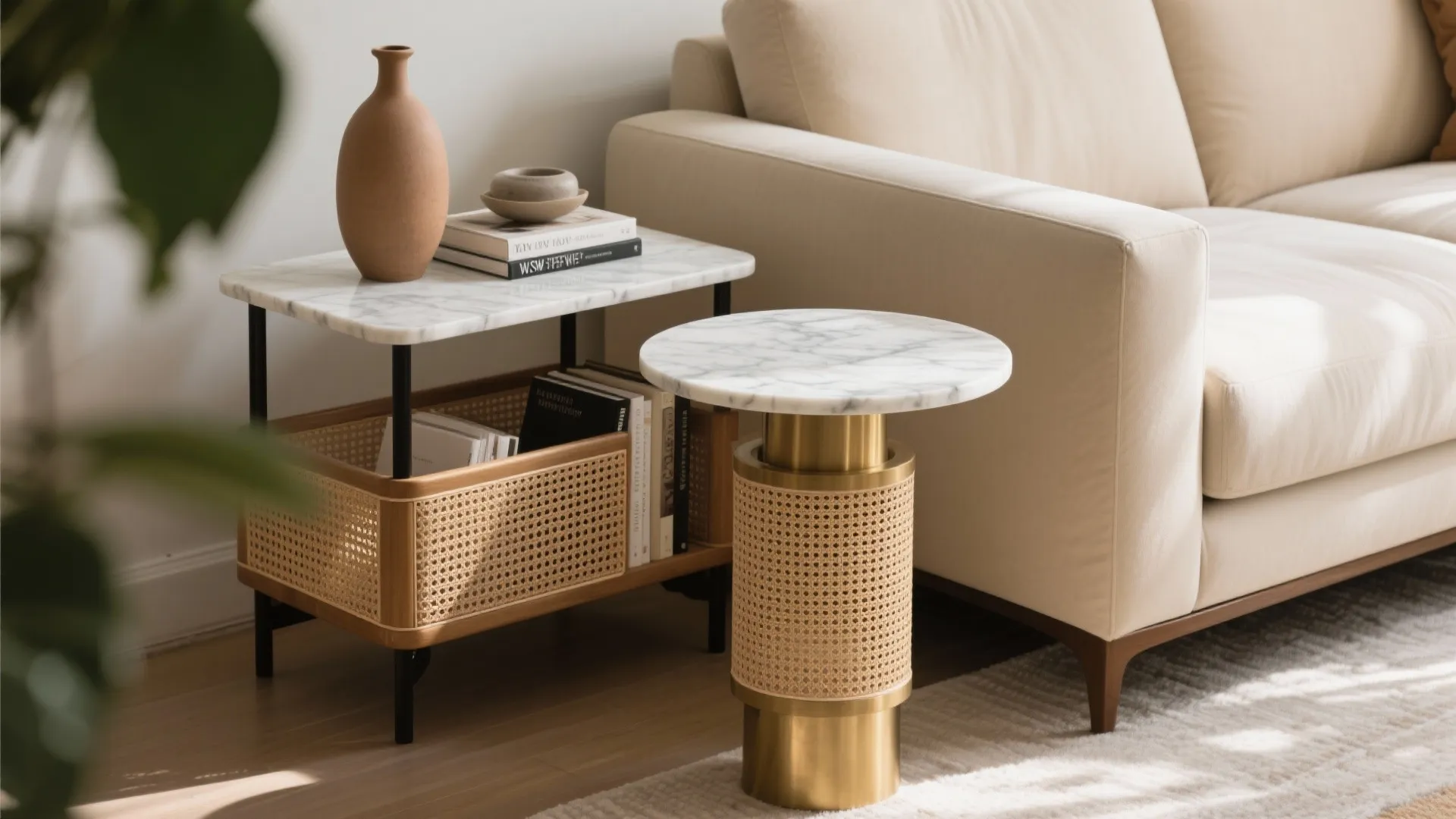 9. Mixed-Material Side Tables
