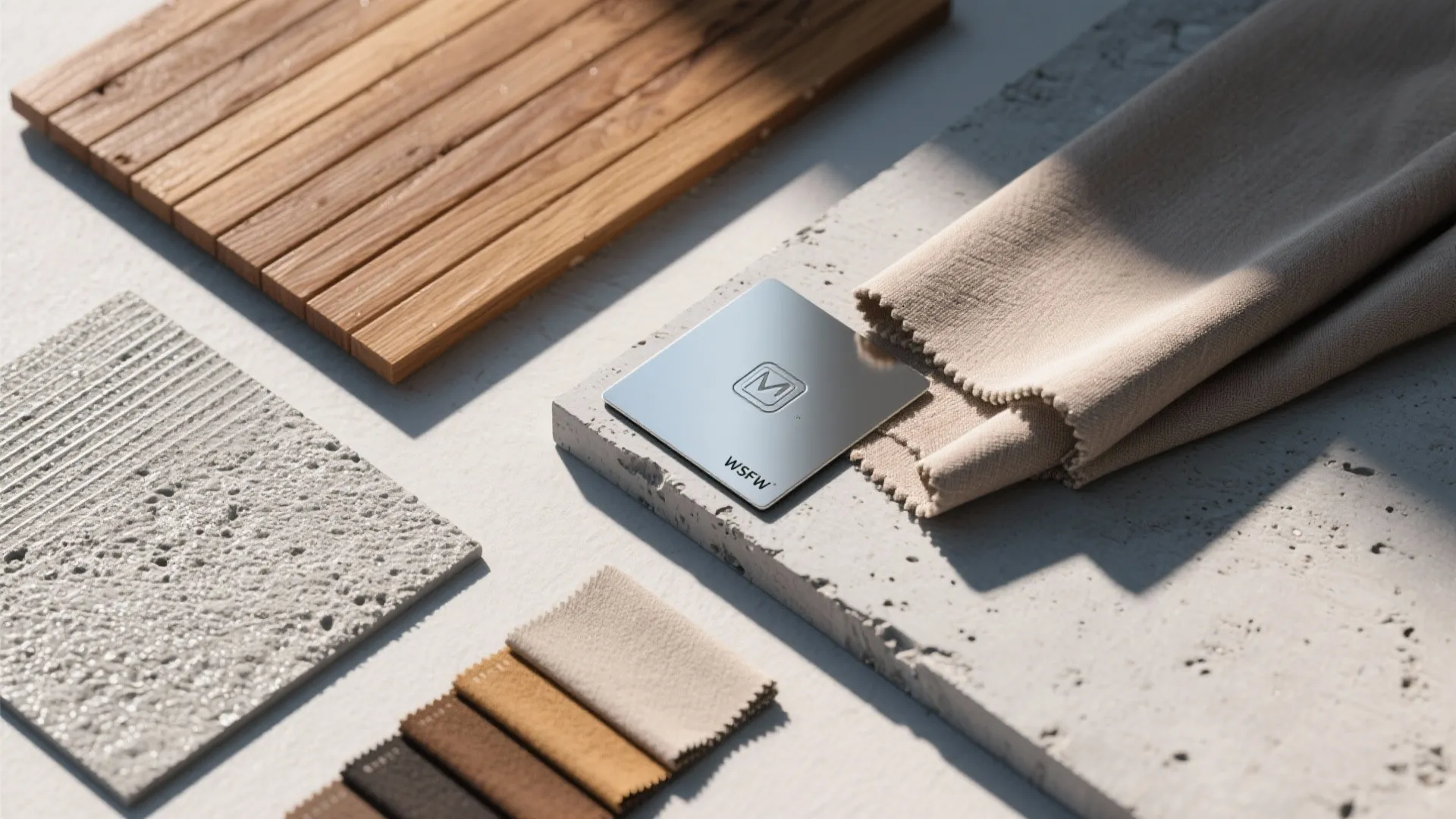 Assorted wood, metal, concrete and fabric samples